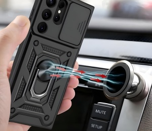 Противоударен черен кейс Camera Cover за Samsung S25 Ultra