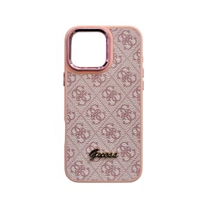 Розов Силиконов Гръб с Декупаж Guess Design 1HC за iPhone 16 Pro