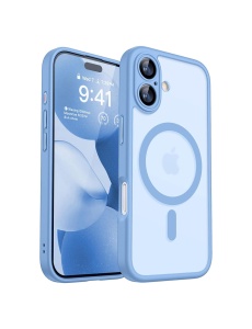 Светло Син Mag Safe с предпазно стъкло на камерата за iPhone 17
