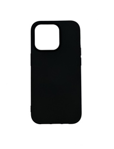 Черен силиконов калъф Poly с велур отвътре за iPhone 15 Pro