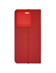 Kалъф тефтер червен CARBON WITH FRAME за Xiaomi Redmi Note 13 Pro 5G с място за карти и банкноти