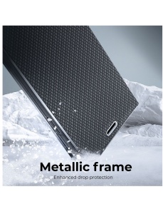 Kалъф тефтер черен CARBON WITH FRAME за Xiaomi Redmi 12 с място за карти и банкноти