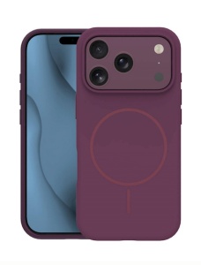Silicone Thin Mag case за iPhone 18 Pro Max, dark cherry