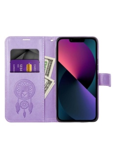 Дамски калъф тефтер MEZZO лилав за Samsung A25 5G за защита на дисплея и гърба