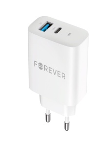 Зарядно у во Forever TC 07 30AC с мощност 30W с два изхода 1 х USB 1 x USB C