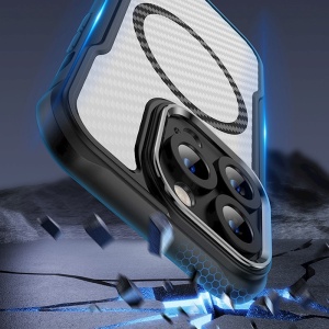 Карбонов Гръб Defender Carbon с MagSafe за iPhone 15 Pro със защита от удари и надрасквания