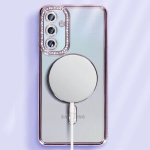 Лилав калъф с вграден протектор на задните камери Gliter MagSafe за Samsung Galaxy A17 с олеофобно покритие против отпечатъци