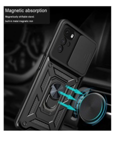 Противоударен черен гръб Camera Cover за Motorola Moto G22 със защита от удари и надрасквания