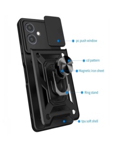 Противоударен черен гръб Camera Cover за Motorola Moto G54 със защита от удари и надрасквания