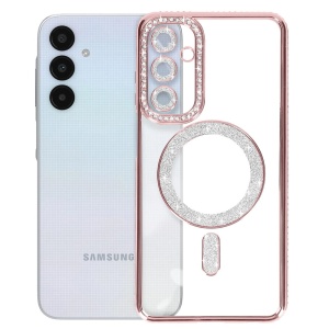 Розов калъф с вграден протектор на задните камери Gliter MagSafe за Samsung Galaxy A17 с 9H твърдост против драскотини
