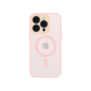 Розов кейс Mag Safe с предпазно стъкло на камерата за IPHONE 15 Pro Max