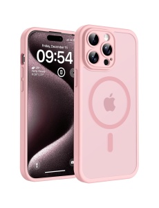 Светло Розов Mag Safe с предпазно стъкло на камерата за iPhone 16 Pro Max