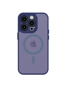 Син Mag Safe с предпазно стъкло на камерата за iPhone 16 Pro Max с прецизни изрязвания за камера и бутони