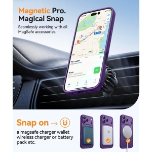 Лилав "Mag Safe с предпазно стъкло на камерата" за iPhone 17 Pro Max със защита от удари и надрасквания