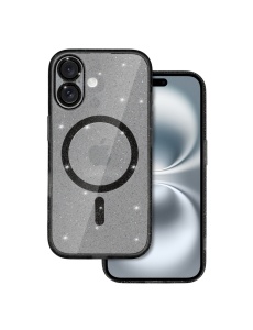 Черен калъф Gliter MagSafe за iPhone 16