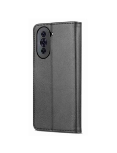 Черен кожен калъф тип тефтер за телефон Fancy 2 за Huawei Nova 10 Pro с място за карти и банкноти