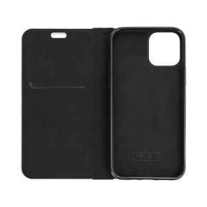 Kалъф тефтер черен CARBON WITH FRAME за IPHONE 11 с място за карти и банкноти
