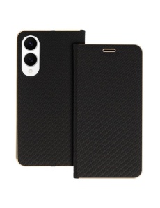 Kалъф тефтер черен CARBON WITH FRAME за Samsung Galaxy S25 Edge