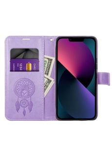 Дамски калъф тефтер MEZZO лилав за Samsung A56 с място за карти и банкноти