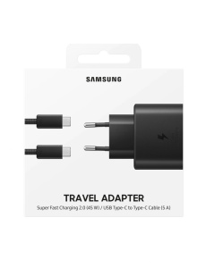 Оригинално зарядно у во SAMSUNG EP TA845 с мощност 45W с един изход USB C с кабел USB C USB C 1m за бърз пренос на данни