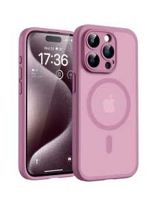 Светло Лилав Mag Safe с предпазно стъкло на камерата за iPhone 16 Pro