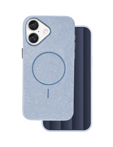 Син Силиконов Гръб със ситен брокат Glitter Thin Mag Case за iPhone 17
