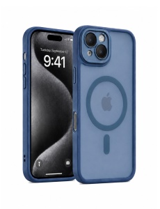 Тъмно Син Mag Safe с предпазно стъкло на камерата за iPhone 13