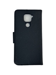 Черен кожен калъф тип тефтер за телефон Fancy за Xiaomi Redmi Note 9 с място за карти и банкноти