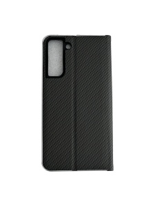 Kалъф тефтер черен CARBON WITH FRAME за Samsung S21 за защита на дисплея и гърба