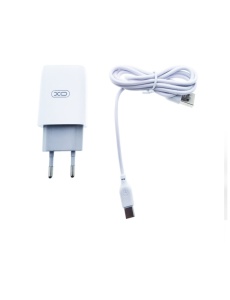 Зарядно устройство XO L57 2x USB с USB към TYPE C кабел бял със здрава оплетка