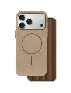 Кафяв Силиконов Гръб със ситен брокат Glitter Thin Mag Case за iPhone 17 Pro Max