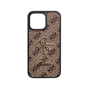 Кафяв Силиконов Гръб с Декупаж Guess Design 2HC за iPhone 16 Pro