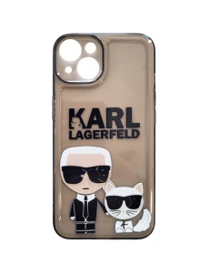 Прозрачен Силиконов Гръб с Черен Отенък Karl Lagerfeld HC за iPhone 15