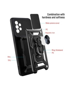 Противоударен черен калъф Camera Cover за Samsung A72 със защита от удари и надрасквания