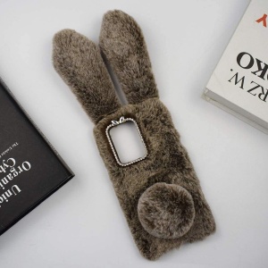 Сив плюшен гръб зайче BUNNY за Samsung A02s със защита от удари и надрасквания