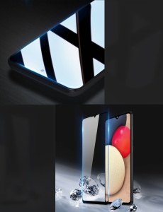 Стъклен Пълнопокривен Протектор Tlf 5D за Samsung A02s с олеофобно покритие против отпечатъци