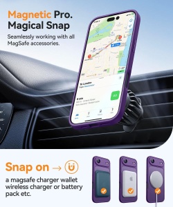 Тъмно Лилав Mag Safe с предпазно стъкло на камерата за iPhone 17