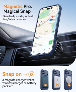 Тъмно Син Mag Safe с предпазно стъкло на камерата за iPhone 17 Pro