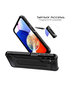 Удароустойчив черен калъф Bronya за Samsung Galaxy A14 със защита от удари и надрасквания