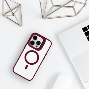 Червен кейс Kickstand Luxury MagSafe за iPhone 15 Pro
