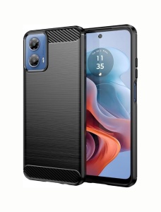 Черен калъф Toptel Carbon за Motorola MOTO E15