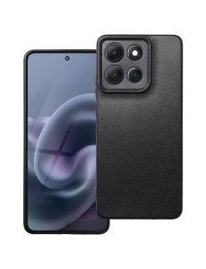 Черен Силиконов Гръб Имитация на Кожа Like Leather за Moto G86