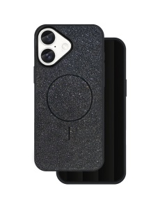 Черен Силиконов Гръб със ситен брокат Glitter Thin Mag Case за iPhone 17