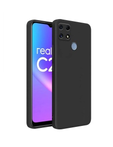 Черен силиконов калъф Poly с велур отвътре за Realme C21Y