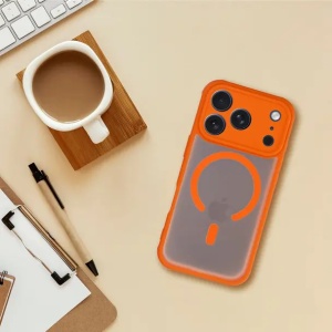Case for iPhone 16 PRO MAX Full Matte Mag Cover compatible with MagSafe orange - Img 4