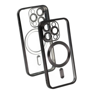 Electro Mag гръб с вграден протектор за камерата и титаниево сив кант за iPhone 16 с олеофобно покритие против отпечатъци