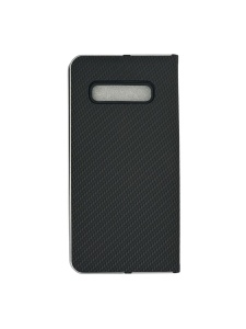 Kалъф тефтер черен CARBON WITH FRAME за Samsung S10 Plus със стилен и практичен дизайн