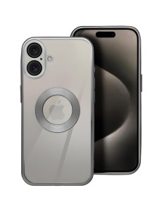 Partner Glam Гръб в сребърен цвят и вграден протектор за камерата за iPhone 16